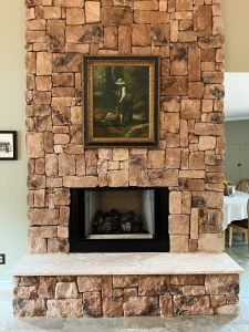 ventless gas logs installed in a prefab fireplace in Virginia Beach, VA
